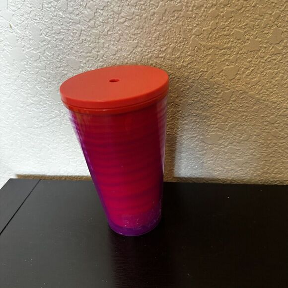 Starbucks Red Pink Purple Swirl Tumbler 16 Oz Cold With Lid No Straw Grande - Picture 3 of 4